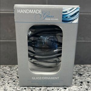 Polish Artisans Glass Ornament - Black Swirl